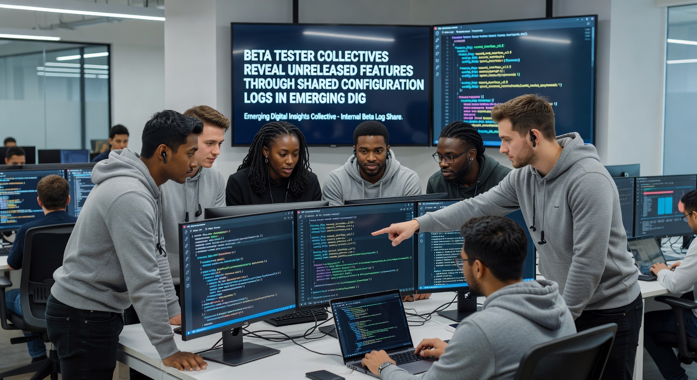 Shared digital logs displayed on multiple screens as beta testers analyze unreleased instrument features