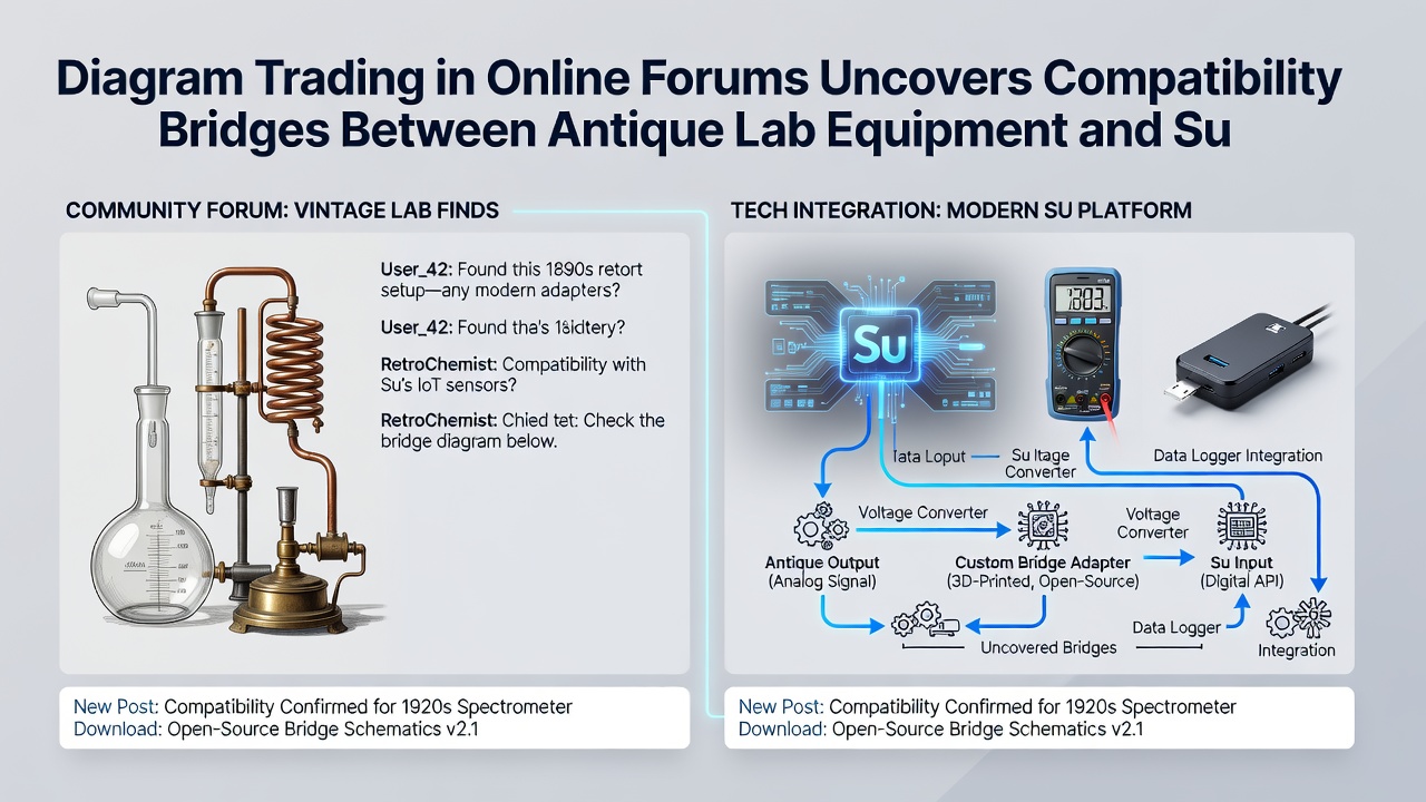 Annotated technical diagram showing connections between discontinued lab hardware and current subscription-based data analysis services