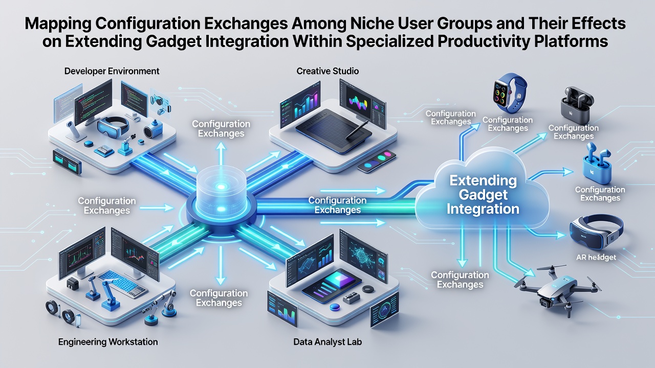 Visualization of configuration mapping across niche productivity user communities and gadget integrations