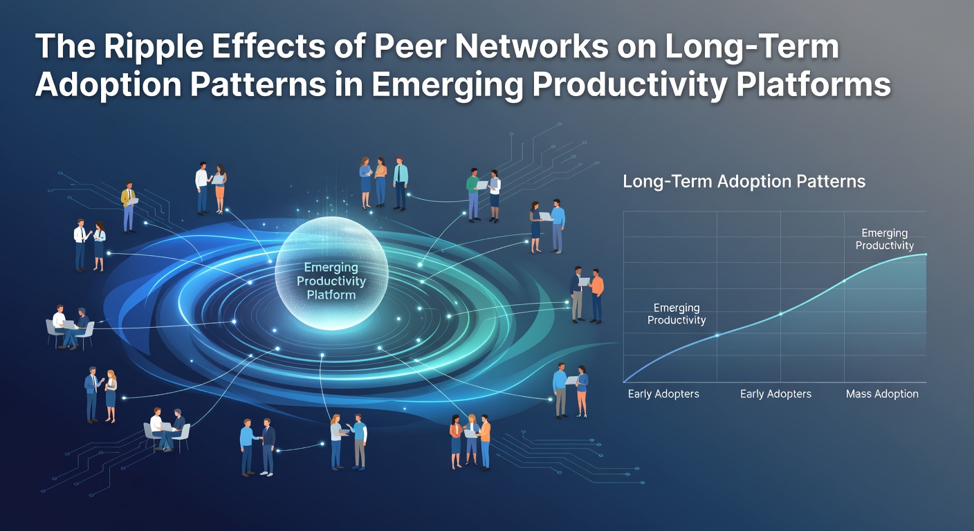 Illustration showing interconnected peer networks influencing productivity platform adoption over time